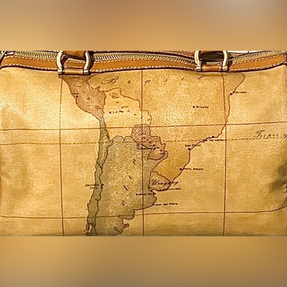 Alviero Martini Leather Handbag Brown Purse Boston Speedy Bag Satchel Milan Bags - Picture 2 of 12